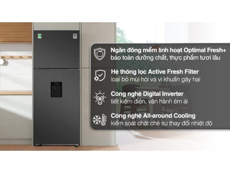 Tủ lạnh Samsung , ngăn đá nằm trên , ngăn đông mềm , làm đá tự động 406 lit , màu bạc ánh kim