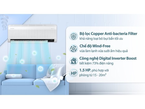 Máy lạnh Samsung Wind-Free Inverter 1.5 HP AR13CYFAAWKNSV