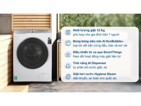 Máy giặt Samsung AI Ecobubble+ Inverter 12 kg WW12CGP44DSHSV