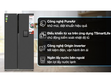 Tủ lạnh Toshiba Inverter 596 lít Side By Side GR-RS775WI-PMV(06)-MG