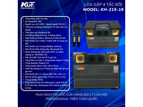 Loa KGF 4 tấc đôi sử dụng bình